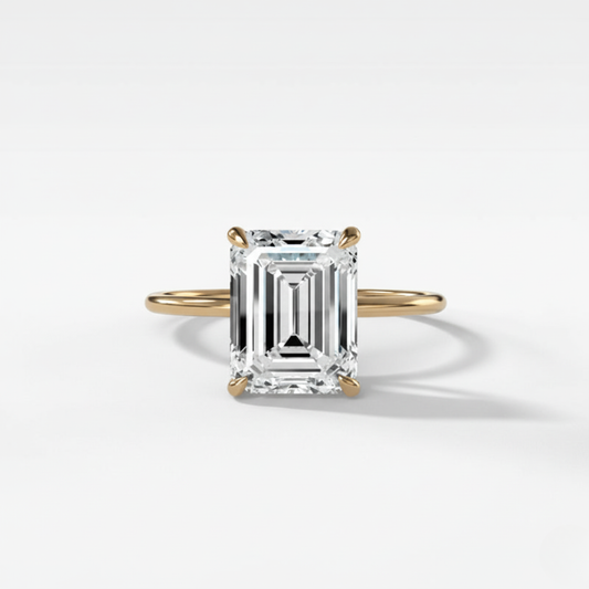 1 CT - 3 CT  Emerald Cut Lab grown Diamond Solitaire Engagement Ring
