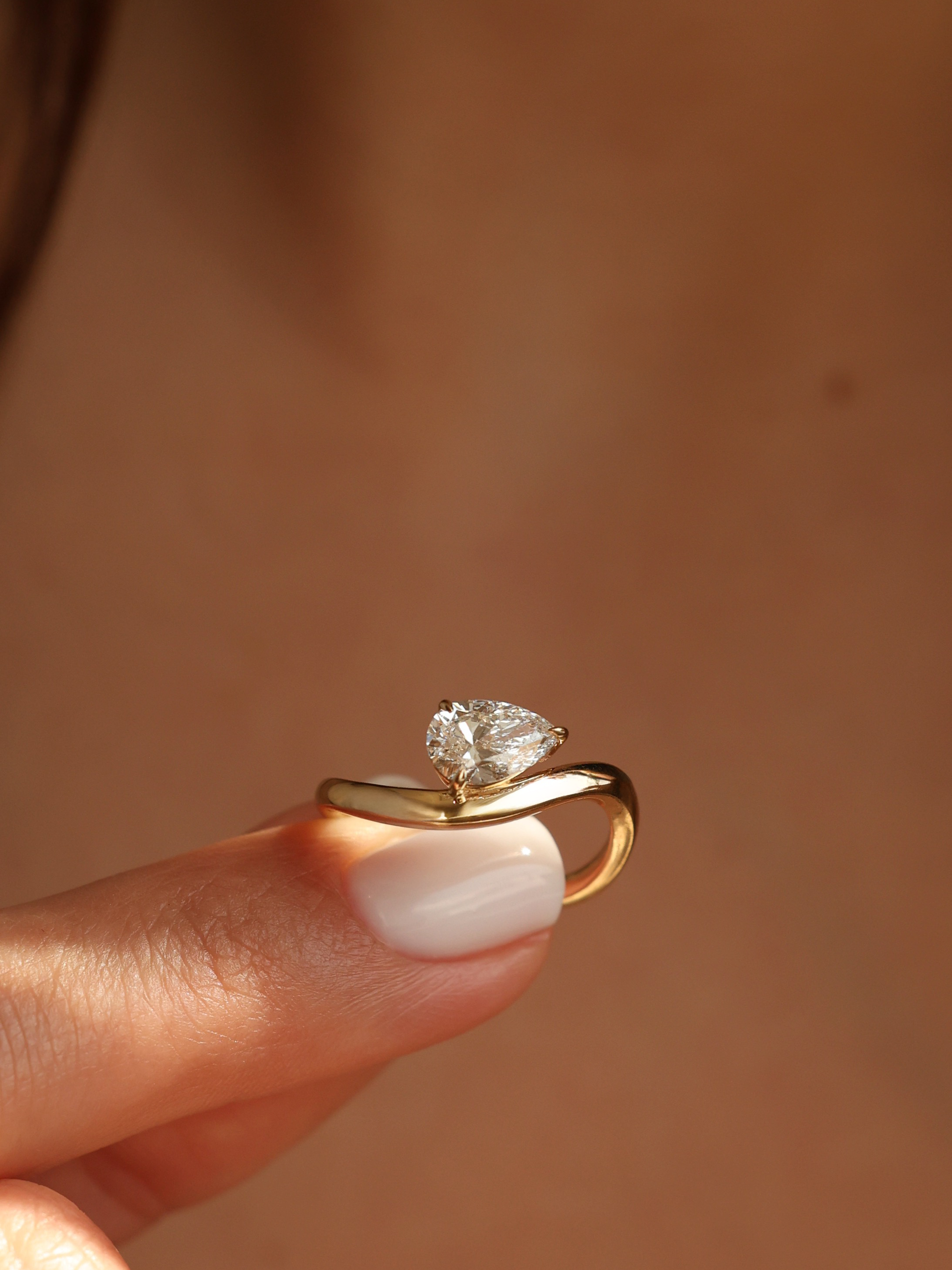 1 CT - 3 CT Pear Cut Lab grown Diamond Solitaire Engagement Ring