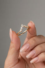 Marquise, Pear & Round CVD Diamond V-Shaped Wedding Band