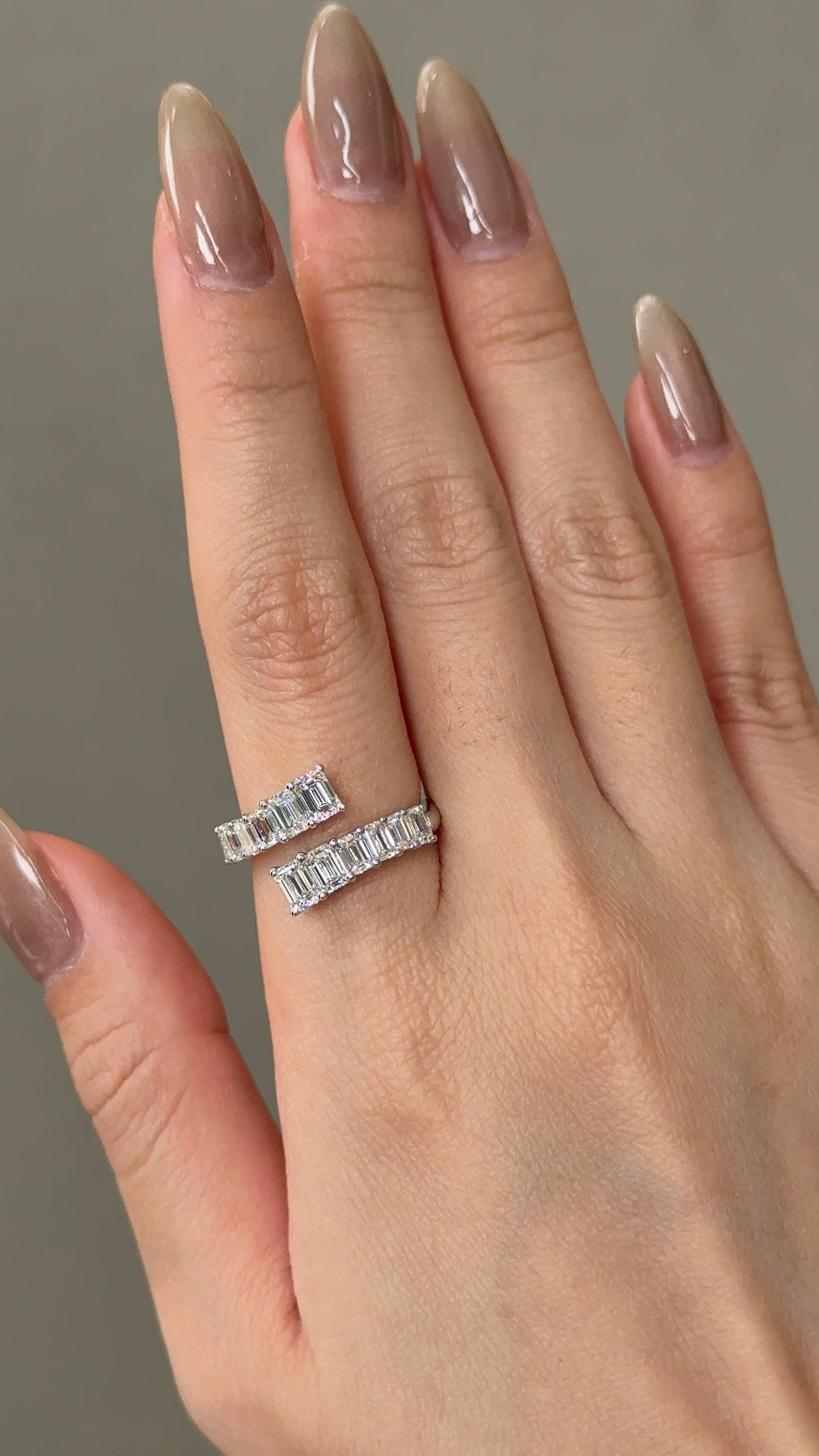 2.18 TCW Emerald CVD Diamond Open Wedding Band