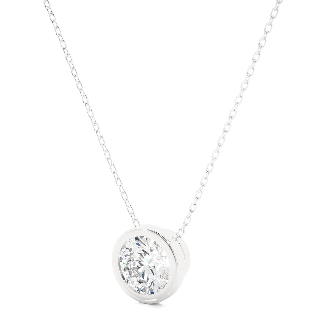 1.08 CT Round Cut Moissanite Diamond Bezel Necklace