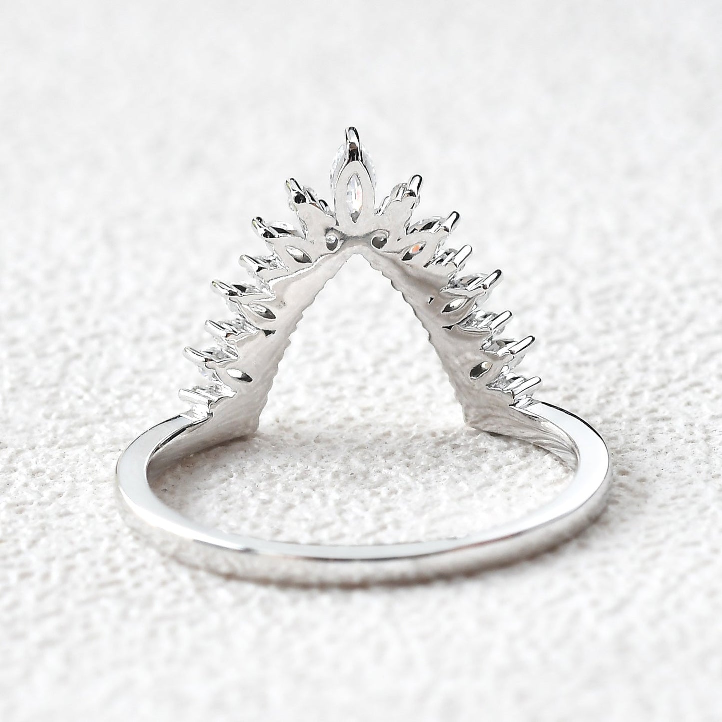 0.15 TCW Marquise & Round Moissanite Cluster Curved Wedding Band