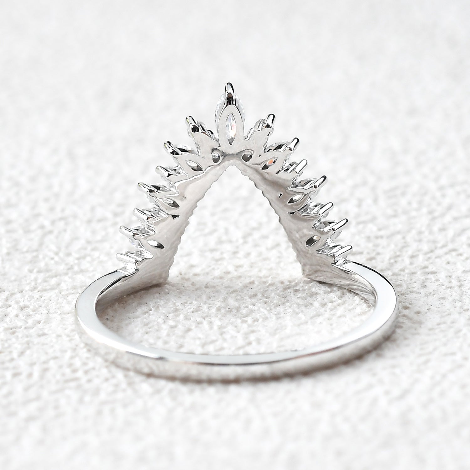0.15 TCW Marquise & Round Moissanite Cluster Curved Wedding Band