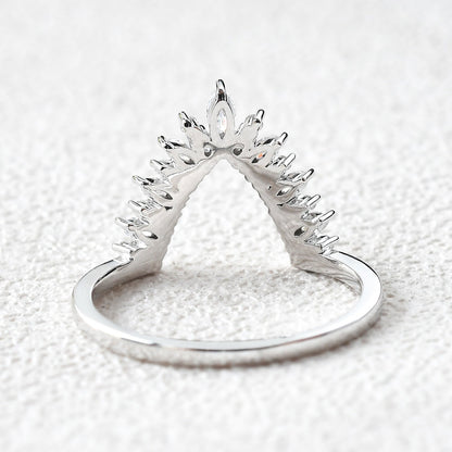 0.15 TCW Marquise & Round Moissanite Cluster Curved Wedding Band