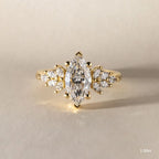1.5 CT - 2.3 CT Marquise Cut Cluster Moissanite Engagement Ring
