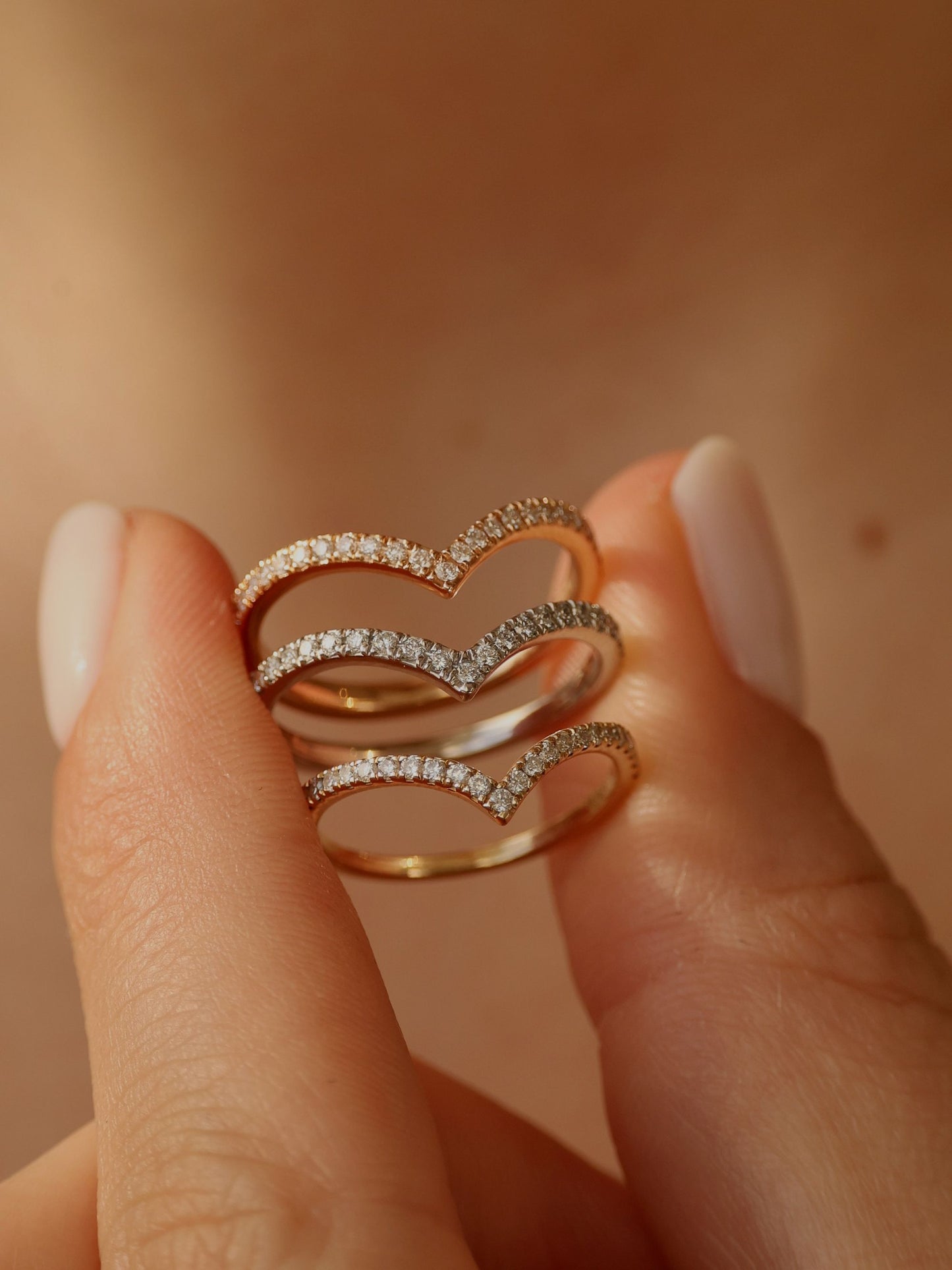 0.2 TCW Round CVD Diamond Pave V-Shaped Wedding Band