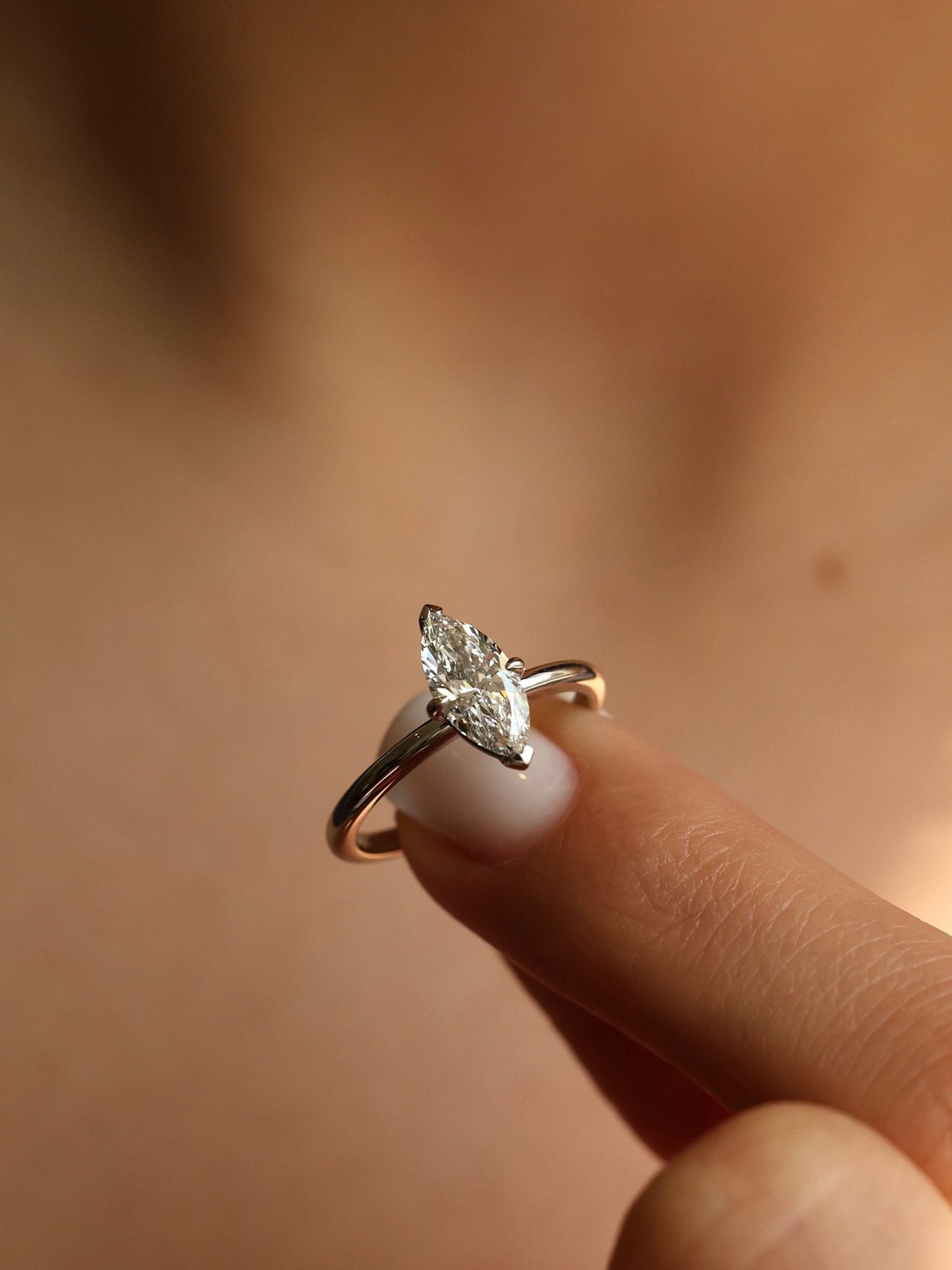 1 CT - 3 CT Marquise Cut Lab grown Diamond Solitaire Engagement Ring