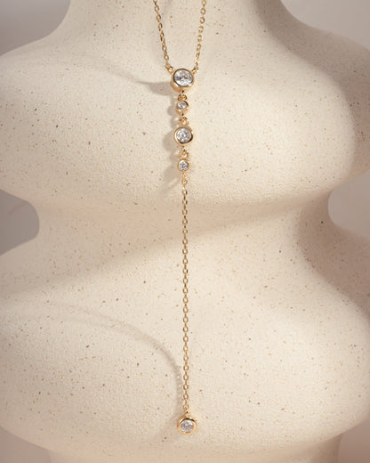 0.3 CT Round Moissanite Diamond Bezel Lariat Necklace