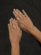 1.5 TCW Pear Cut Lab grown Diamond Two Stone & Bezel Engagement Ring
