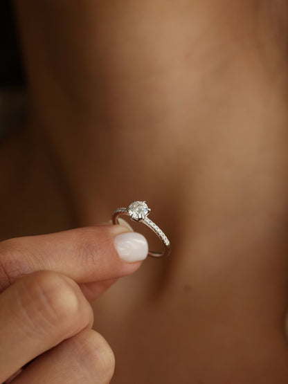 0.75 CT - 2.75 CT Round Cut Lab grown Diamond Pave Engagement Ring