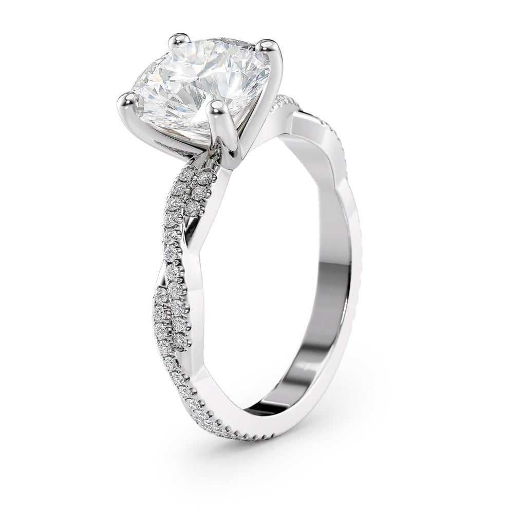 2 CT Round Cut Twisted Pave Moissanite Engagement Ring