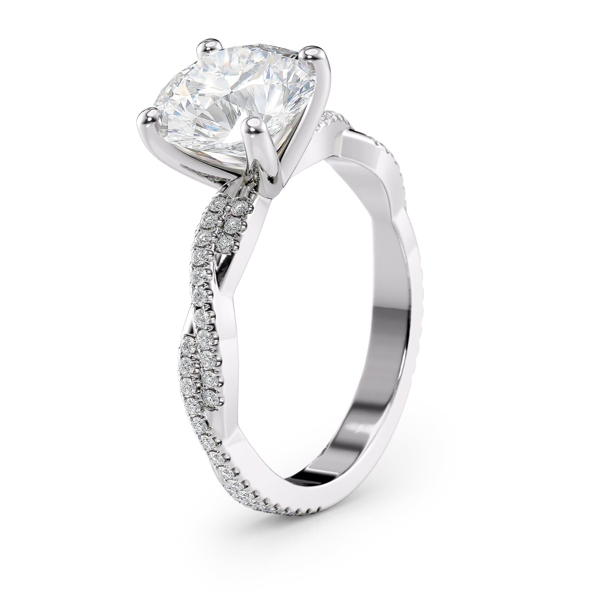 2 CT Round Cut Twisted Pave Moissanite Engagement Ring