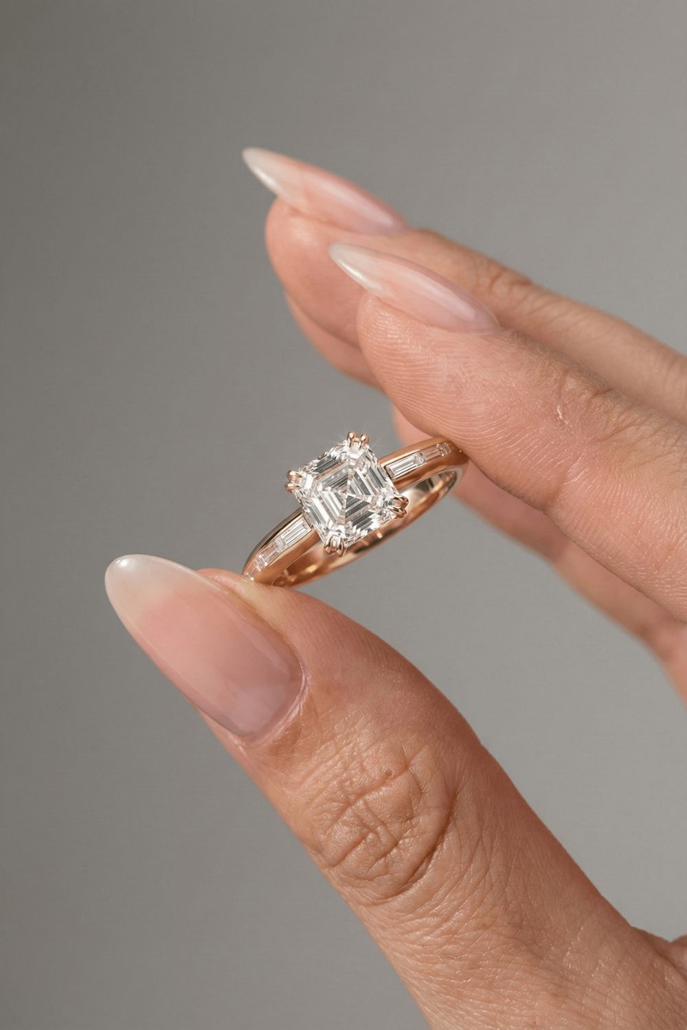 Asscher Cut Lab grown Diamond Channel Setting Engagement Ring