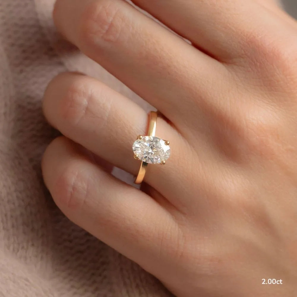 2 CT - 3 CT Oval Cut Hidden Halo Moissanite Engagement Ring