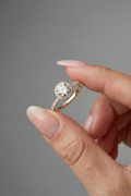 Round Cut Halo & Pave Moissanite Engagement Ring