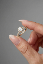 Round Cut Halo & Pave Moissanite Engagement Ring