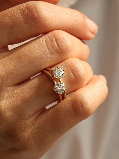 1 CT - 3 CT Round Cut Lab grown Diamond Solitaire & Double-Prong Engagement Ring