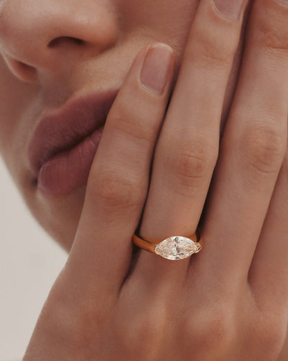 1 CT - 2 CT Marquise Cut Lab grown Diamond Tension Setting Solitaire Engagement Ring