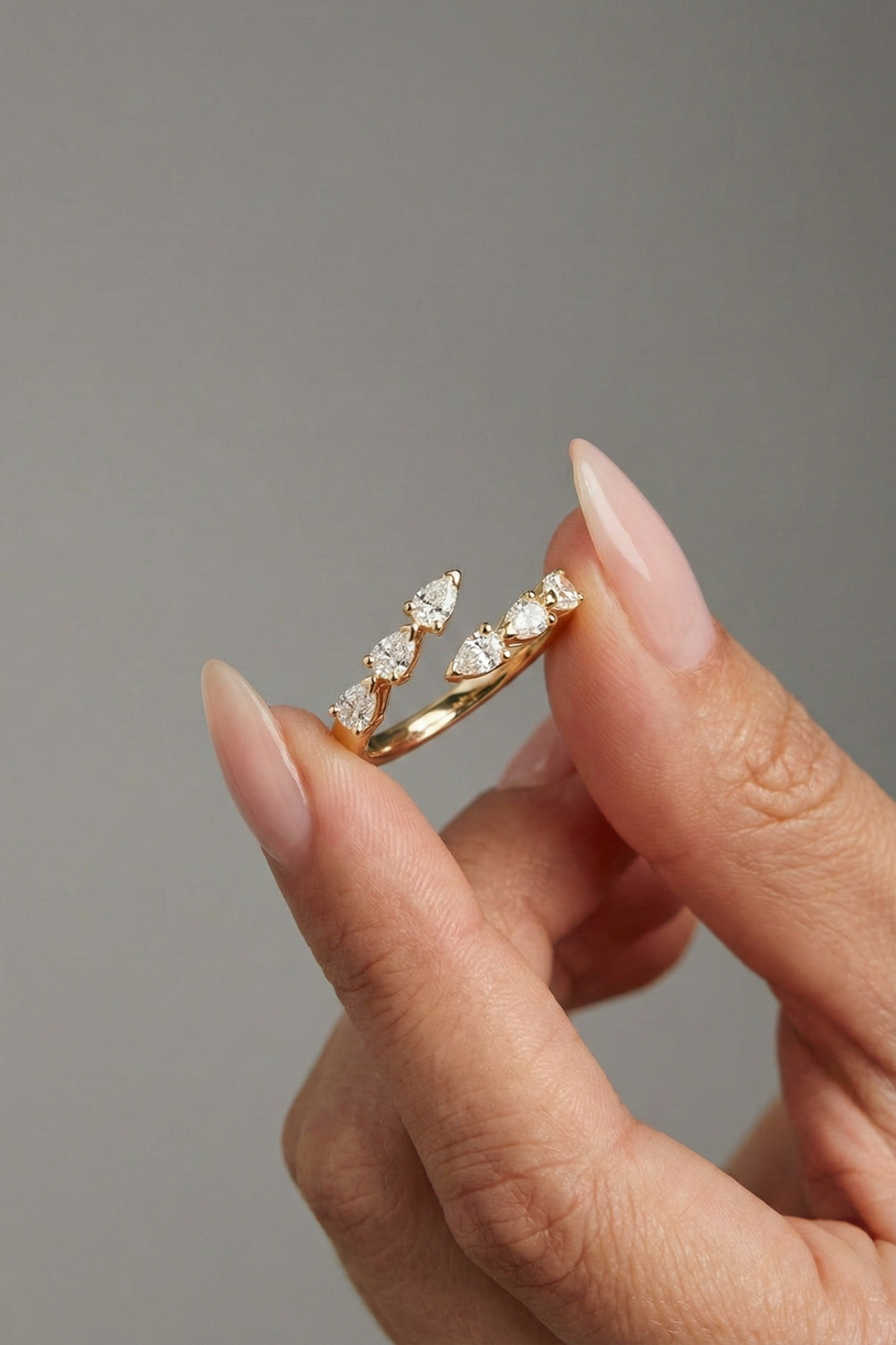 Pear Moissanite Open Pave Wedding Band