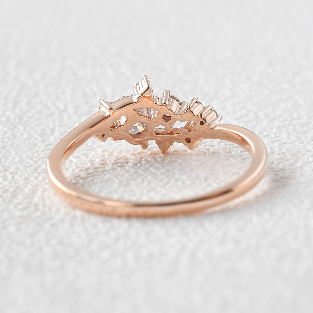 0.32 TCW Round Moissanite Cluster Wedding Band