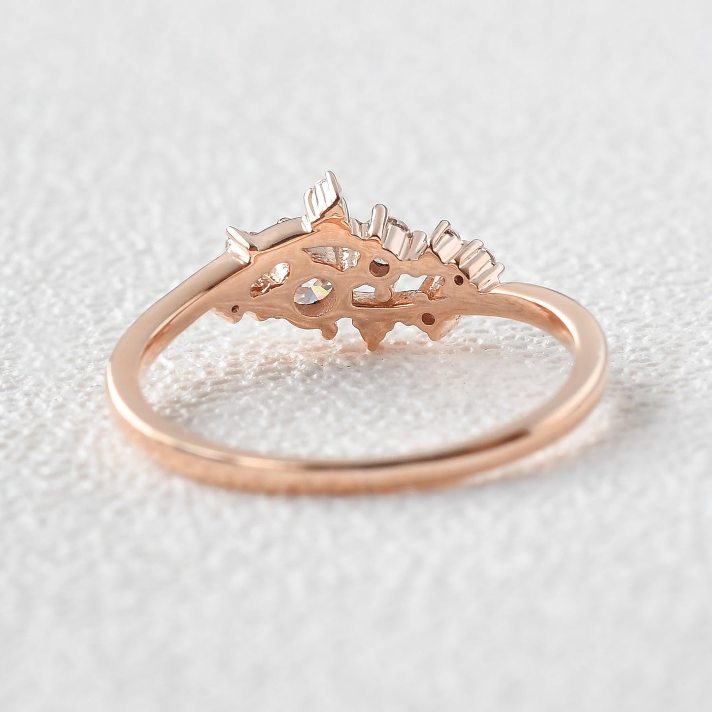 0.32 TCW Round Moissanite Cluster Wedding Band