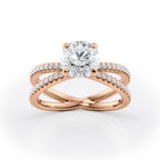1.5 CT Round Cut Criss-Cross Pave Moissanite Engagement Ring