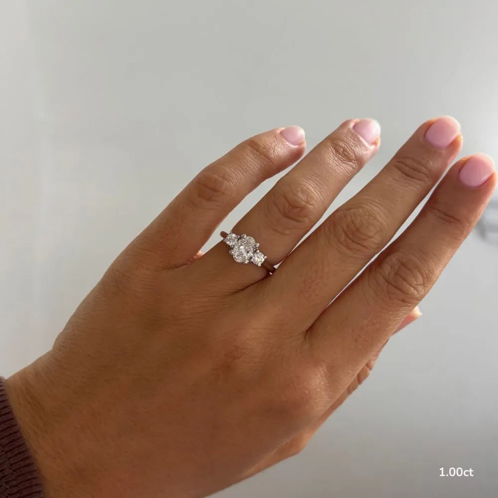 1 CT Oval Cut Three Stone Moissanite Engagement Ring