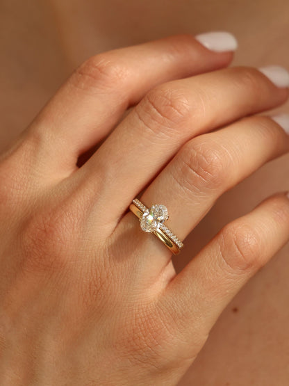 1.2 CT - 3.2 CT Oval Cut Lab grown Diamond Pave Engagement Ring