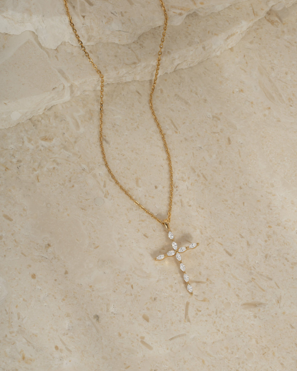 0.3 TCW Marquise Moissanite Diamond Cross Pendant Necklace