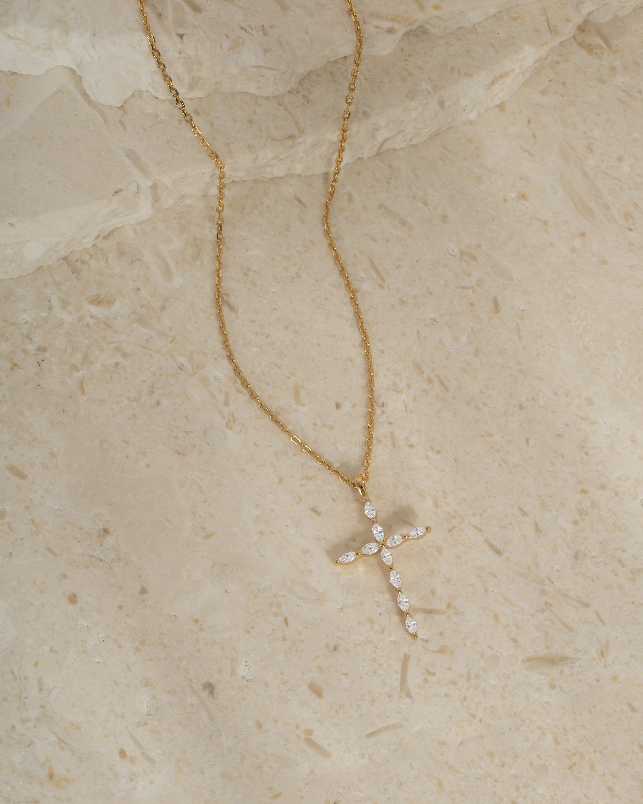 0.3 TCW Marquise Moissanite Diamond Cross Pendant Necklace