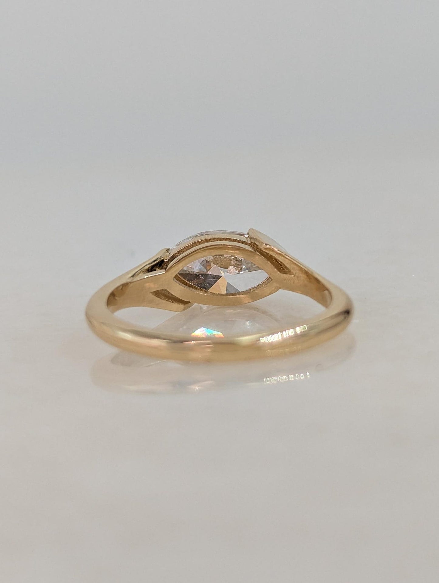 1.5 CT Marquise Cut Half Bezel Solitaire Moissanite Engagement Ring