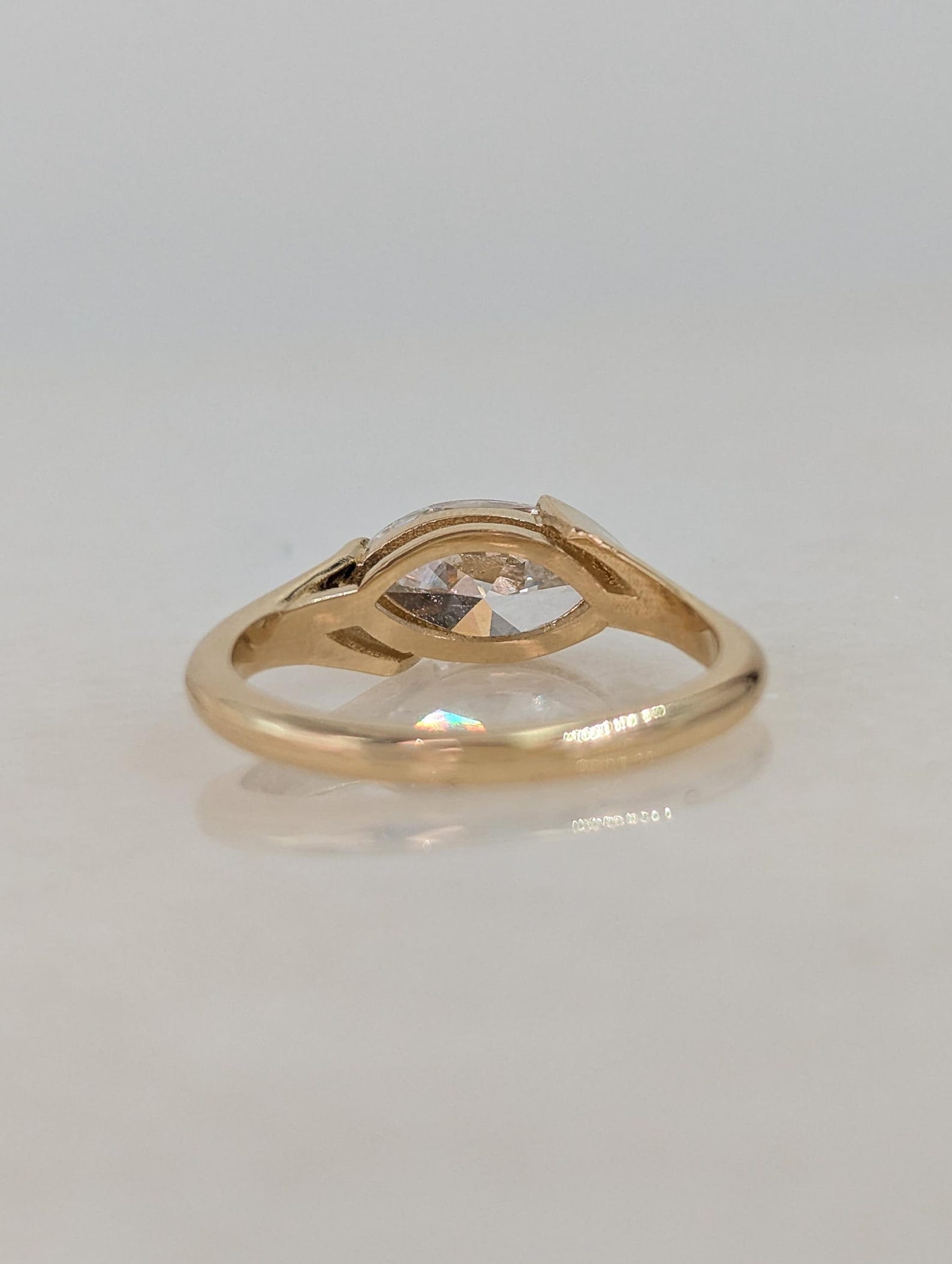1.5 CT Marquise Cut Half Bezel Solitaire Moissanite Engagement Ring