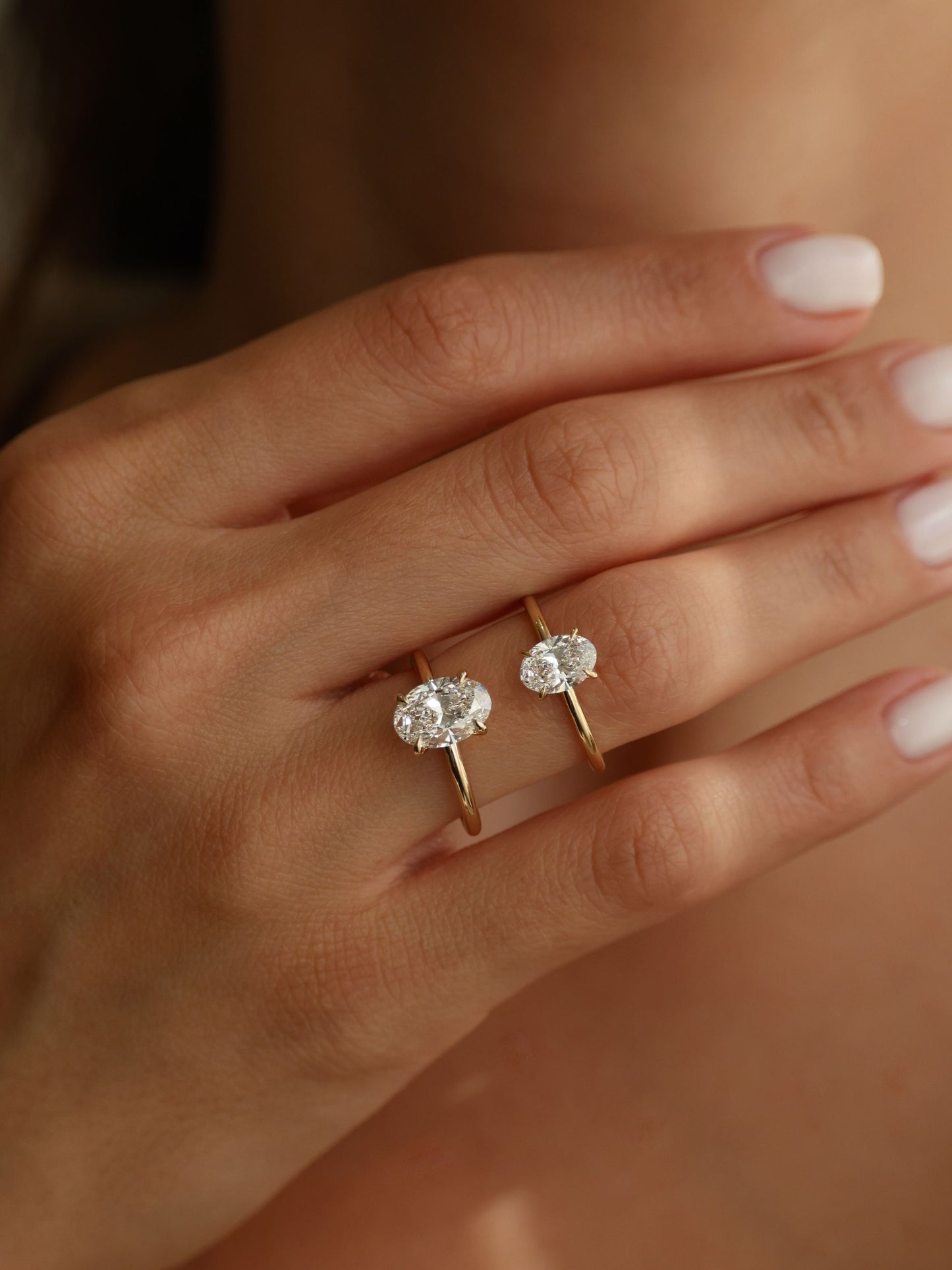 1 CT - 3 CT Oval Cut Lab grown Diamond Solitaire Engagement Ring