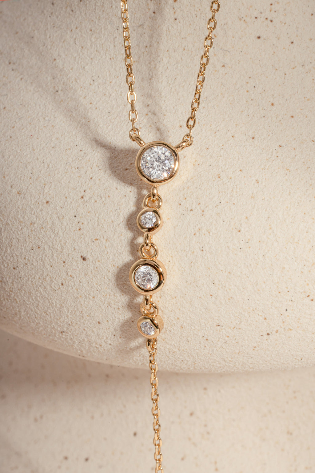 0.3 CT Round Moissanite Diamond Bezel Lariat Necklace