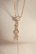 0.3 CT Round Moissanite Diamond Bezel Lariat Necklace