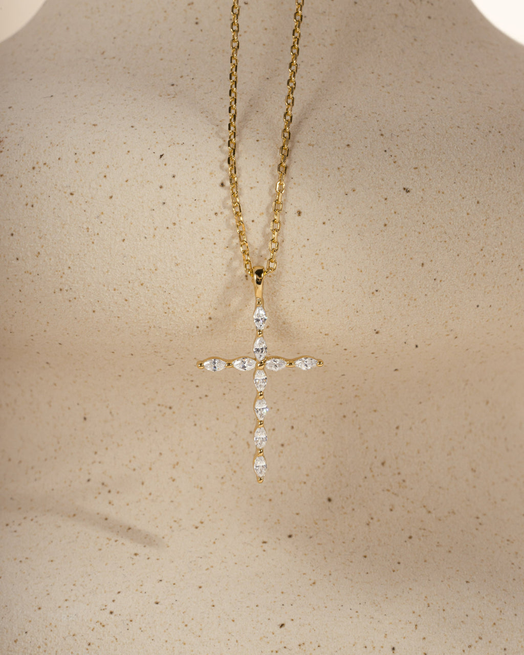 0.3 TCW Marquise Moissanite Diamond Cross Pendant Necklace