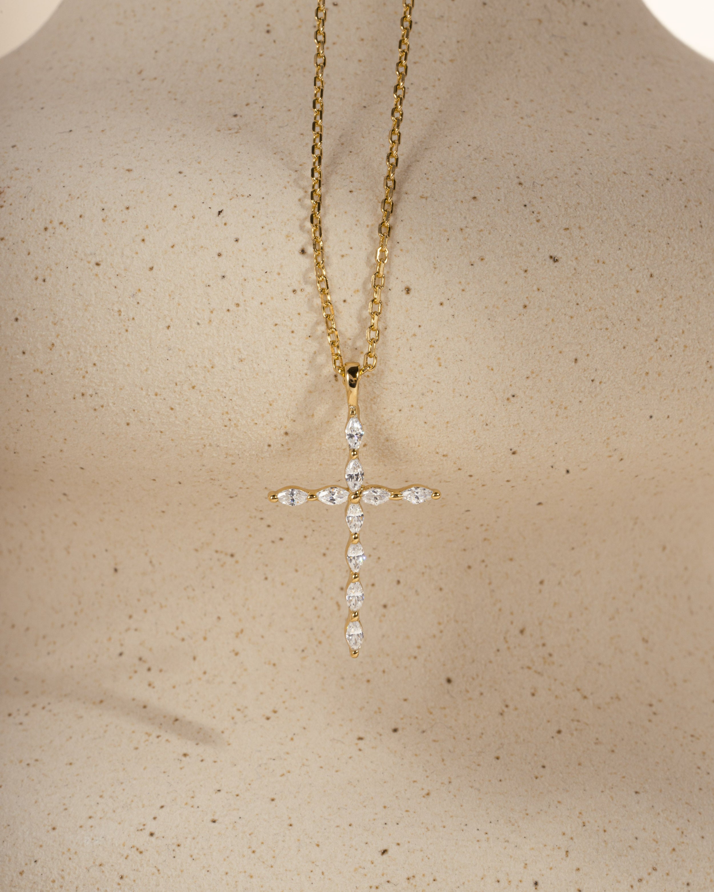0.3 TCW Marquise Moissanite Diamond Cross Pendant Necklace