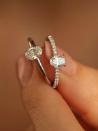 0.5 CT - 2.5 CT Oval Cut Lab grown Diamond Pave Engagement Ring