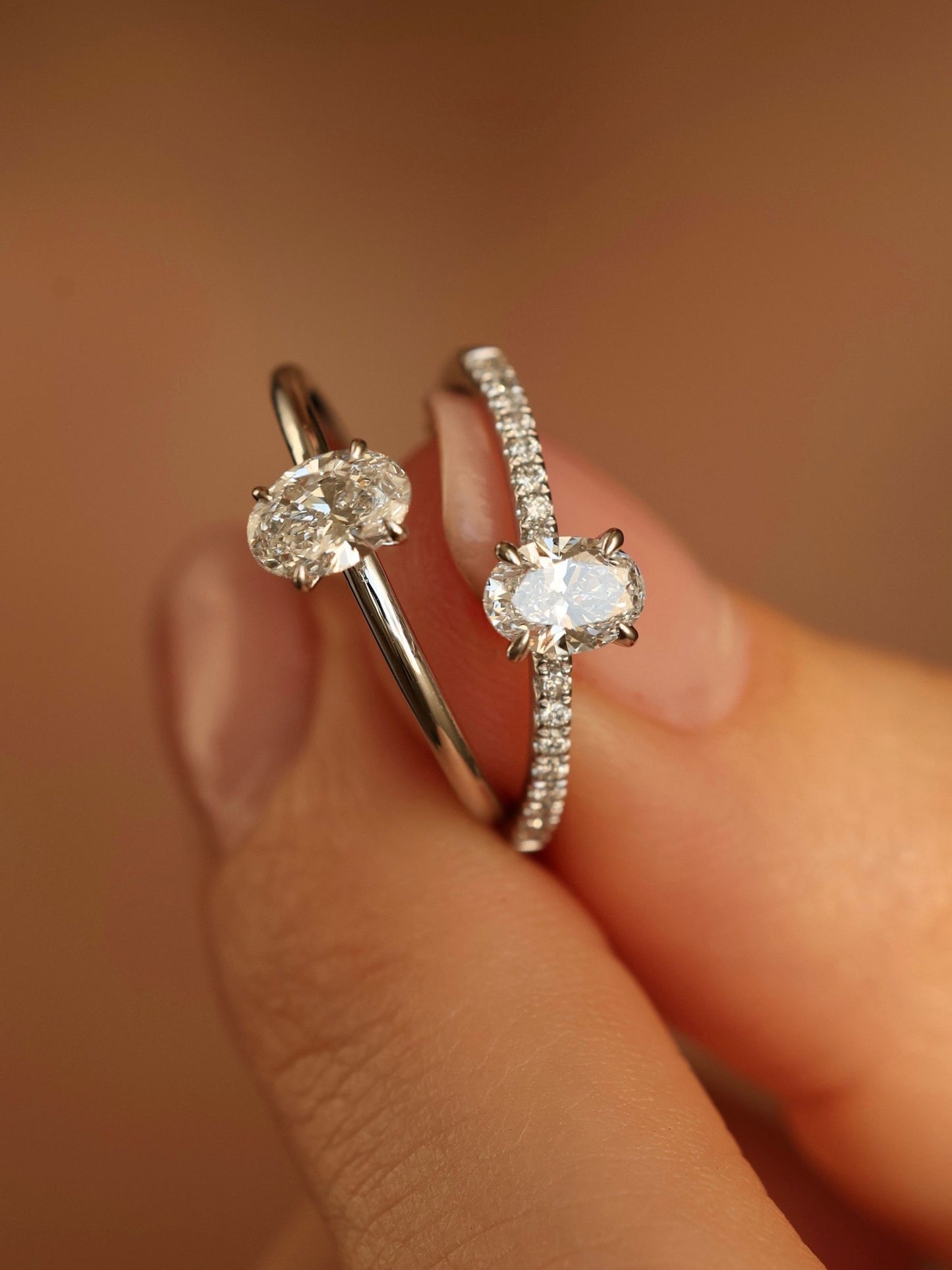 0.5 CT - 2.5 CT Oval Cut Lab grown Diamond Pave Engagement Ring