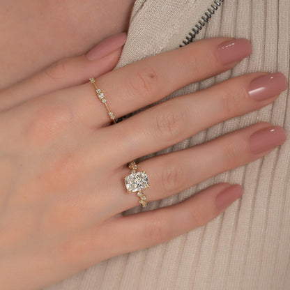 2 CT - 2.5 CT Elongated Cushion Cut Cluster Moissanite Engagement Ring