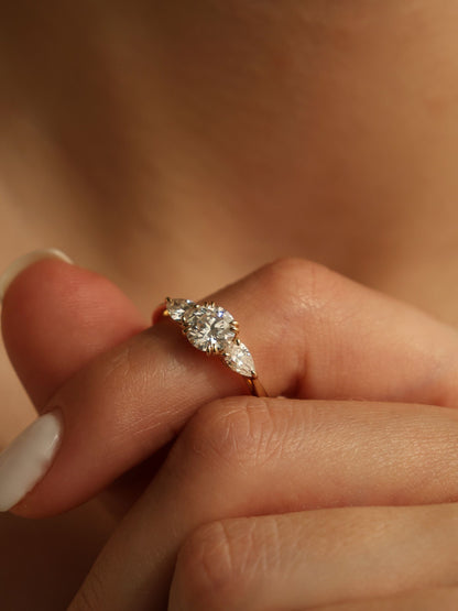 1 CT - 3 CT Round Cut Lab grown Diamond Three Stone Engagement Ring