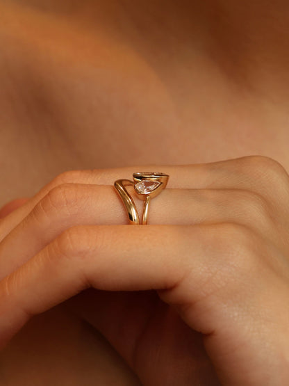 1.5 TCW Pear Cut Lab grown Diamond Two Stone & Bezel Engagement Ring