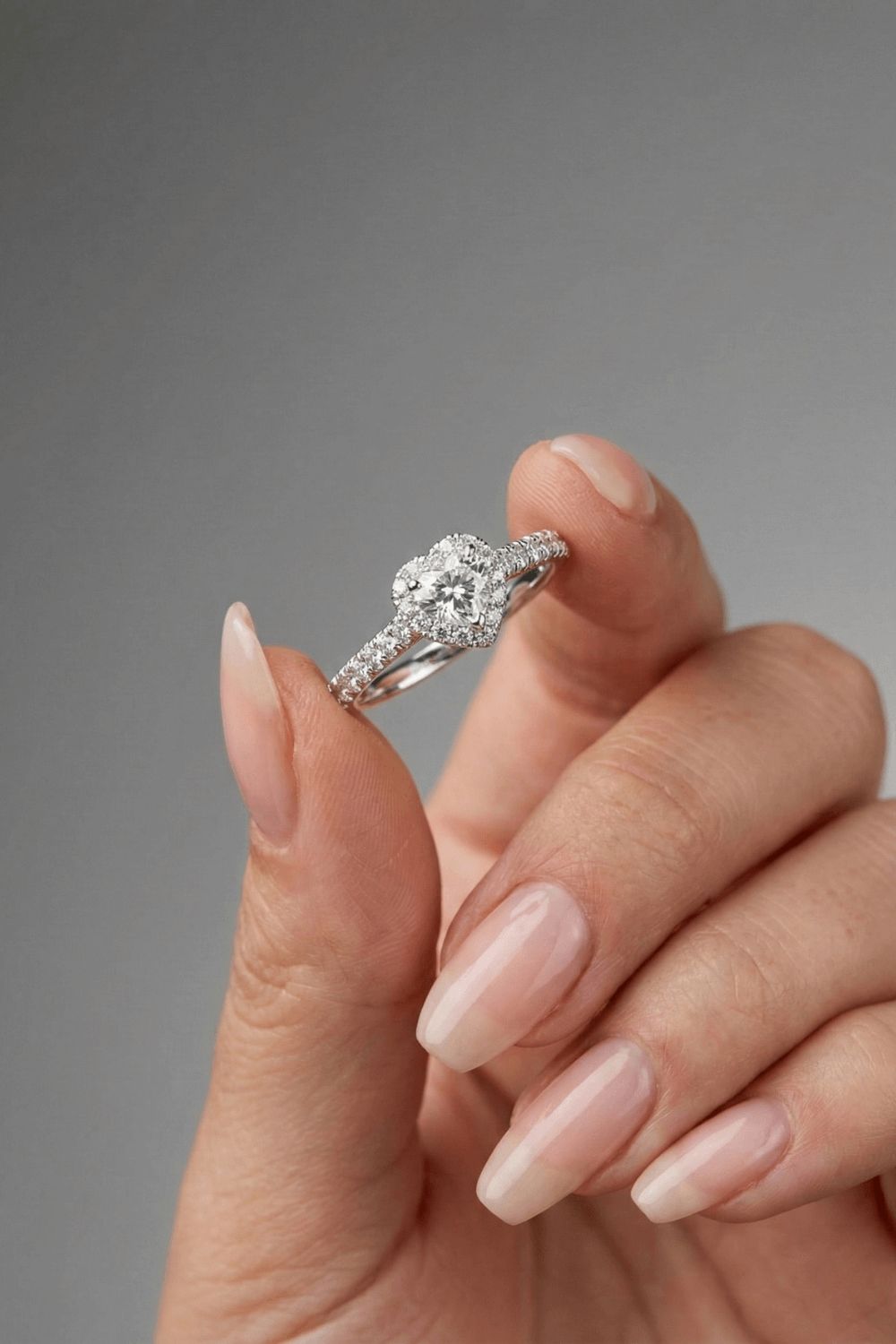 Heart Cut Halo Pave Setting Moissanite Engagement Ring