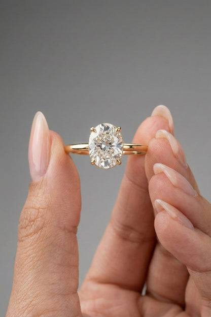 Oval Cut Petal Prong Pave Moissanite Engagement Ring