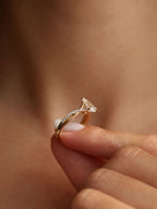 1 CT - 2 CT Pear Cut Lab grown Diamond Twisted Pave Setting Engagement Ring