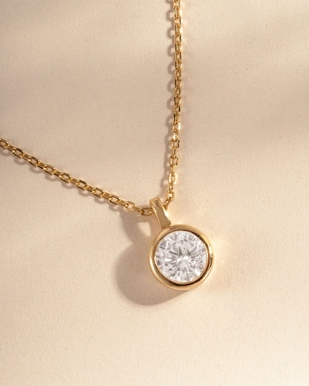 0.9 CT Round Cut Moissanite Diamond Solitaire Bezel Pendant Necklace