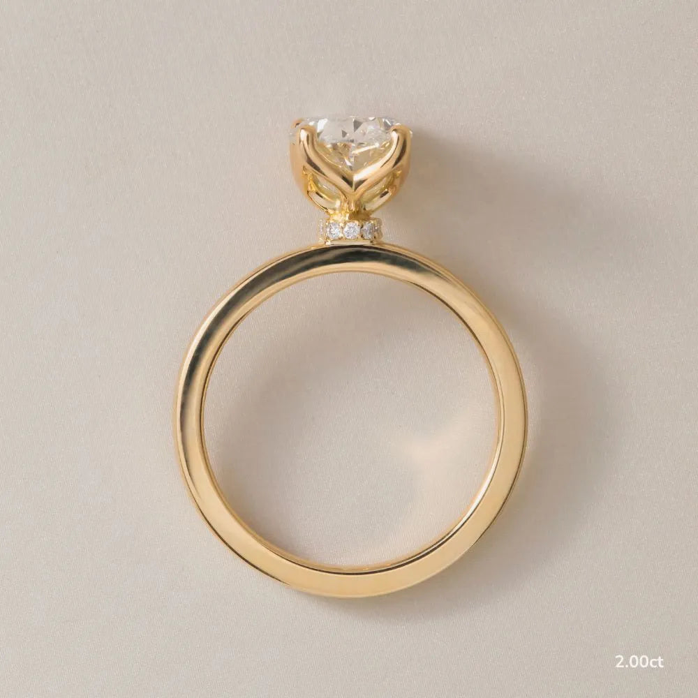 2 CT - 3 CT Oval Cut Hidden Halo Moissanite Engagement Ring