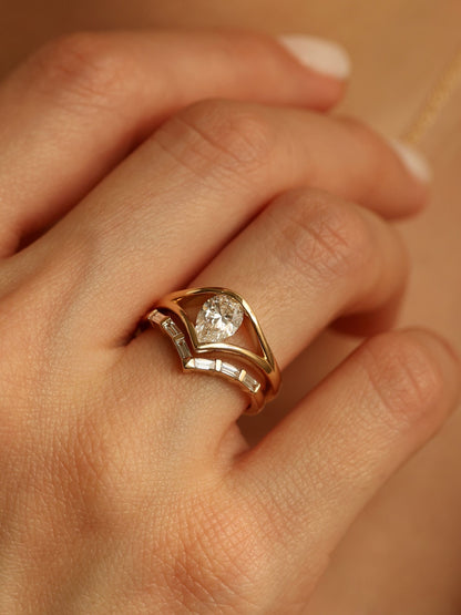 1 CT - 3 CT Pear Cut Lab grown Diamond Split Shank Solitaire Engagement Ring