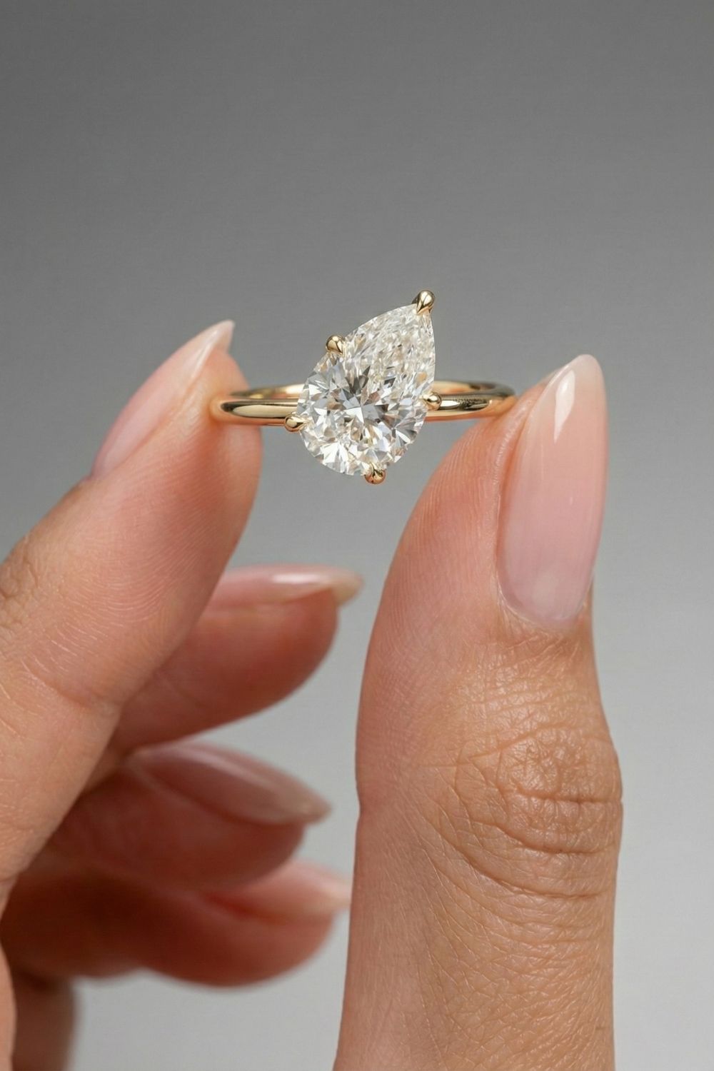 Pear Cut Lab grown Diamond Solitaire Engagement Ring