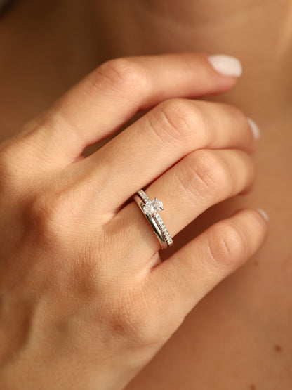 0.5 CT - 2.5 CT Oval Cut Lab grown Diamond Pave Engagement Ring